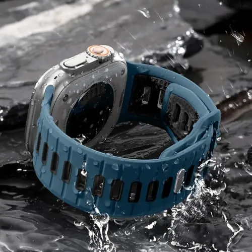 Odbeai Sport Band Apple Watch Ultra 2/Ultra/Ultra 3 bilan mos keladi, Apple Watch Bands for Men 49mm 46mm 45mm 44mm 42mm bilan mos keladi, iWatch All Series SE 11 10 9-1 uchun suv o'tkazmaydigan silikon tasma - 4