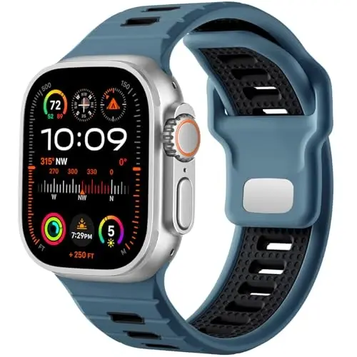 Odbeai Sport Band Apple Watch Ultra 2/Ultra/Ultra 3 bilan mos keladi, Apple Watch Bands for Men 49mm 46mm 45mm 44mm 42mm bilan mos keladi, iWatch All Series SE 11 10 9-1 uchun suv o'tkazmaydigan silikon tasma - 1