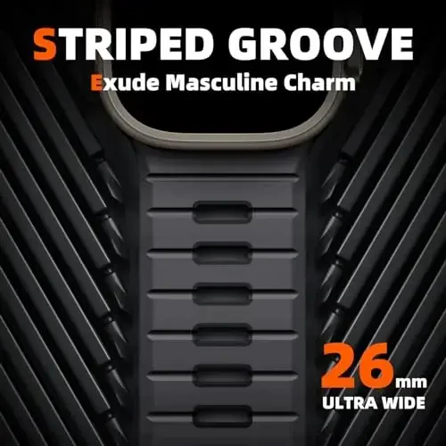 Odbeai Sport Band Apple Watch Ultra 2/Ultra/Ultra 3 bilan mos keladi, Apple Watch Bands for Men 49mm 46mm 45mm 44mm 42mm bilan mos keladi, iWatch barcha seriyalari SE 11 10 9-1 uchun suv o'tkazmaydigan silikon tasma - 2