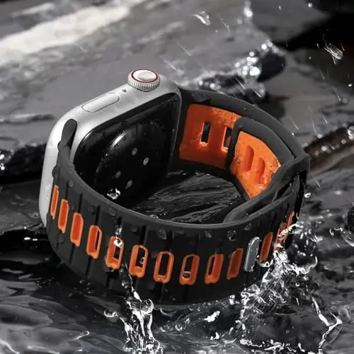 Odbeai Sport Band Apple Watch Ultra 2/Ultra/Ultra 3 bilan mos keladi, erkaklar uchun Apple Watch Bands 49mm 46mm 45mm 44mm 42mm bilan mos keladi, iWatch All Series SE 11 10 9-1 uchun suv o'tkazmaydigan silikon tasma - 4