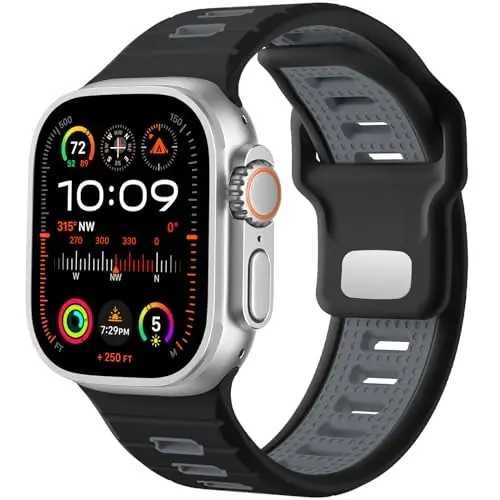 Odbeai Sport Band Apple Watch Ultra 2/Ultra/Ultra 3 bilan mos keladi, erkaklar uchun Apple Watch Bands bilan mos keladi 49mm 46mm 45mm 44mm 42mm, iWatch barcha Series SE 11 10 9-1 uchun suv o'tkazmaydigan silikon tasma - 1