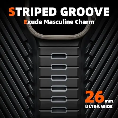 Odbeai Sport Band Apple Watch Ultra 2/Ultra/Ultra 3 bilan mos keladi, erkaklar uchun Apple Watch Bands bilan mos keladi 49mm 46mm 45mm 44mm 42mm, iWatch barcha Series SE 11 10 9-1 uchun suv o'tkazmaydigan silikon tasma - ODBEAI (1)