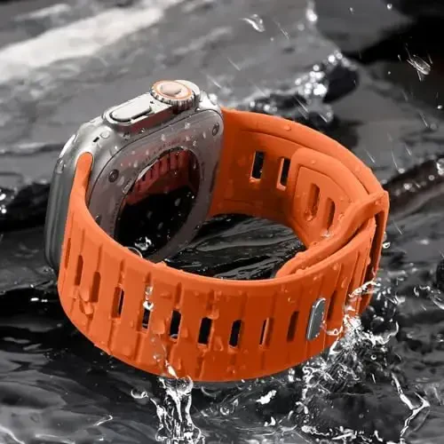 Odbeai Sport Band Apple Watch Ultra 2/Ultra/Ultra 3 bilan mos keladi, erkaklar uchun Apple Watch Bands bilan mos keladi 49mm 46mm 45mm 44mm 42mm, iWatch barcha seriyalari SE 11 10 9-1 uchun suv o'tkazmaydigan silikon tasma - 4