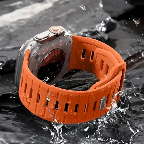 Odbeai Sport Band Apple Watch Ultra 2/Ultra/Ultra 3 bilan mos keladi, erkaklar uchun Apple Watch Bands bilan mos keladi 49mm 46mm 45mm 44mm 42mm, iWatch barcha seriyalari SE 11 10 9-1 uchun suv o'tkazmaydigan silikon tasma - 4