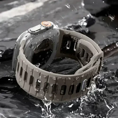 Odbeai Sport Band Apple Watch Ultra 2/Ultra/Ultra 3 bilan mos keladi, erkaklar uchun Apple Watch tasmalari 49mm 46mm 45mm 44mm 42mm bilan mos keladi, iWatch All Series SE 11 10 9-1 uchun suv o'tkazmaydigan silikon tasma - 4