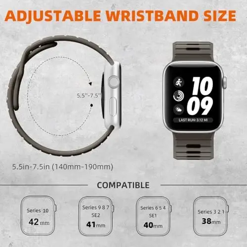 Odbeai Sport Band Compatible with Apple Watch Bands for Men,Compatible with Apple Watch Ultra 2 3/Ultra Band 38mm 40mm 41mm Series10 42mm,Silicone Waterproof Strap for iWatch Bands Series SE 11 10 9-1 - 5