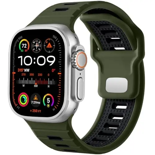 Odbeai Sport Band Compatible with Apple Watch Ultra 2 3/Ultra Band,Compatible with Apple Watch Bands for Men 49mm 46mm 45mm 44mm 42mm,Waterproof Silicone Strap for iWatch Bands All Series SE 11 10 9-1 - 1