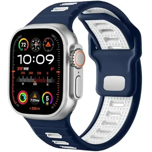 Odbeai Sport Band Compatible with Apple Watch Ultra 2 3/Ultra Band,Compatible with Apple Watch Bands for Men 49mm 46mm 45mm 44mm 42mm,Waterproof Silicone Strap for iWatch Bands All Series SE 11 10 9-1 - 1