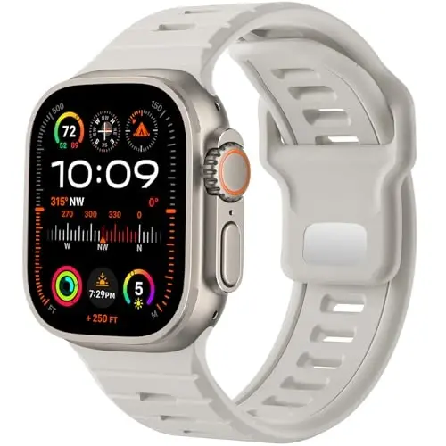 Odbeai Sport Band Compatible with Apple Watch Ultra 2 3/Ultra Band,Compatible with Apple Watch Bands for Men 49mm 46mm 45mm 44mm 42mm,Waterproof Silicone Strap for iWatch Bands All Series SE 11 10 9-1 - 1