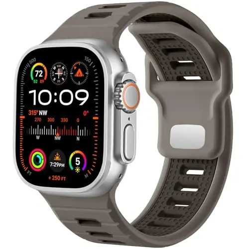 Odbeai Sport Band Compatible with Apple Watch Ultra 2/Ultra/Ultra 3 Band,Compatible with Apple Watch Bands for Men 49mm 46mm 45mm 44mm 42mm,Waterproof Silicone Strap for iWatch All Series SE 11 10 9-1 - ODBEAI