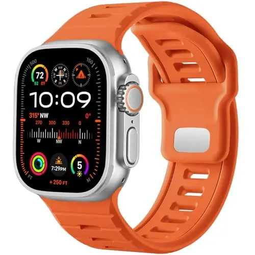 Odbeai Sport Band Compatible with Apple Watch Ultra 2/Ultra/Ultra 3 Band,Compatible with Apple Watch Bands for Men 49mm 46mm 45mm 44mm 42mm,Waterproof Silicone Strap for iWatch All Series SE 11 10 9-1 - ODBEAI