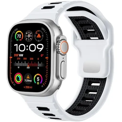 Odbeai Sport Band Compatible with Apple Watch Ultra 2 3/Ultra Band,Compatible with Apple Watch Bands for Men 49mm 46mm 45mm 44mm 42mm,Waterproof Silicone Strap for iWatch Bands All Series SE 11 10 9-1 - 1