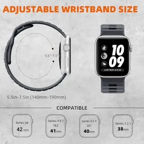 Odbeai Sport Band Compatible with Apple Watch Ultra 2/Ultra/Ultra 3 Band,Compatible with Apple Watch Bands for Men 49mm 46mm 45mm 44mm 42mm,Waterproof Silicone Strap for iWatch All Series SE 11 10 9-1 - 5