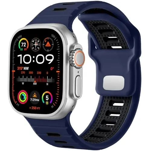 Odbeai Sport Band Compatible with Apple Watch Ultra 2/Ultra/Ultra 3 Band,Compatible with Apple Watch Bands for Men 49mm 46mm 45mm 44mm 42mm,Waterproof Silicone Strap for iWatch All Series SE 11 10 9-1 - ODBEAI