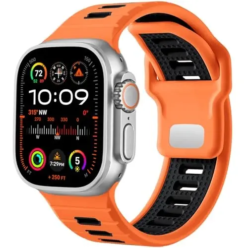Odbeai Sport Band Compatible with Apple Watch Ultra 2/Ultra/Ultra 3 Band,Compatible with Apple Watch Bands for Men 49mm 46mm 45mm 44mm 42mm,Waterproof Silicone Strap for iWatch All Series SE 11 10 9-1 - 1