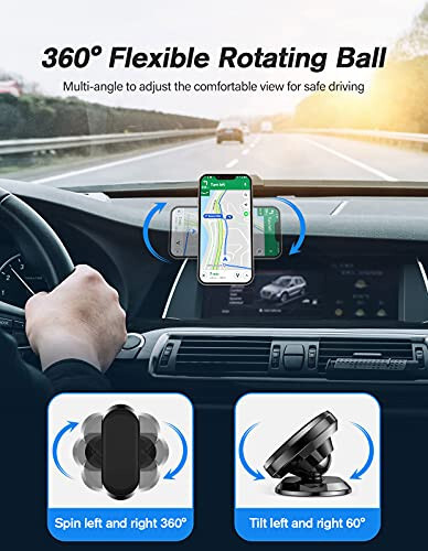 odbowuge 2 Pack Magnetic Phone Holder for Car, Upgrade Magnet - 360 Rotation and Easy Installation, Compatible with All Smartphones - 5