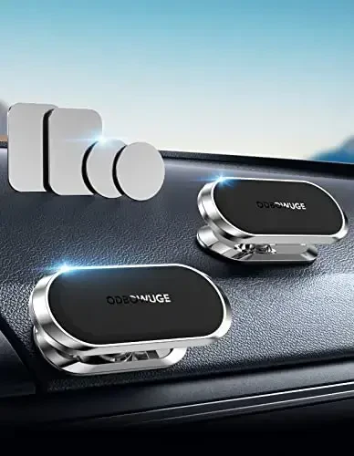odbowuge 2 Pack Magnetic Phone Holder for Car, Upgrade Magnet - 360 Rotation and Easy Installation, Compatible with All Smartphones,Dashboard Car Phone Holder,Must be Used Together with Iron Sheets - ODBOWUGE (1)