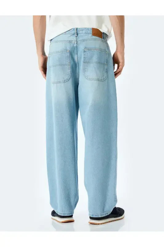 Oddiy Bel Paxta Chino Cho'ntak Tafsilotli Keng Bichimli Jea - 4