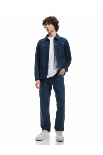 Oddiy Bel Paxtali 90-yillarning Slim Fit Jinsi Shim - H 