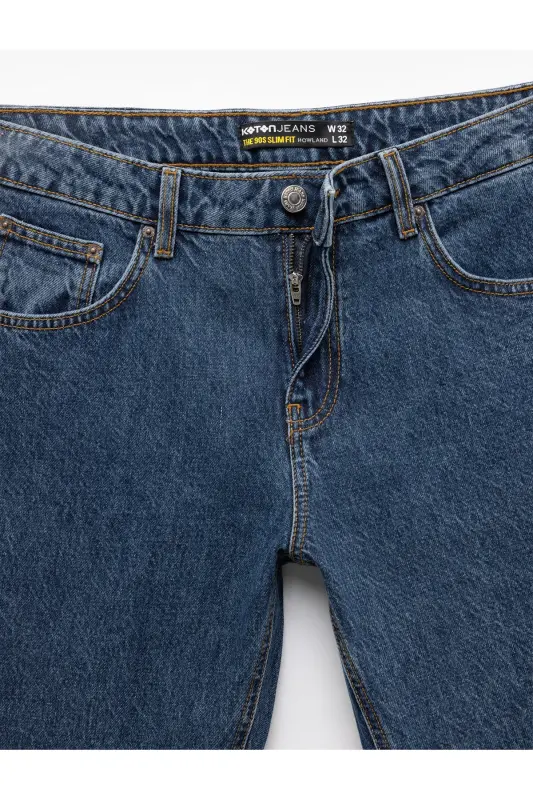 Oddiy Bel Paxtali 90-yillarning Slim Fit Jinsi Shim - H - 6