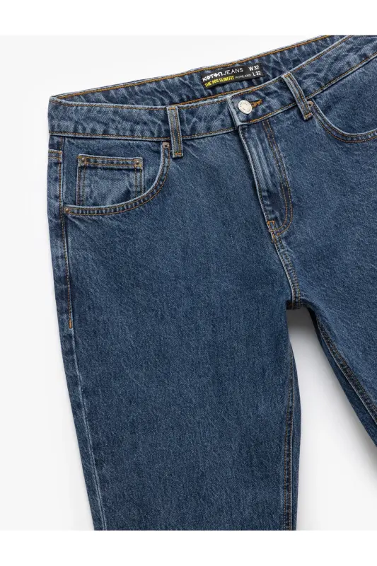 Oddiy Bel Paxtali 90-yillarning Slim Fit Jinsi Shim - H - 8