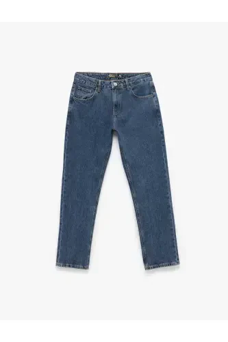 Oddiy Bel Paxtali 90-yillarning Slim Fit Jinsi Shim - H - 4