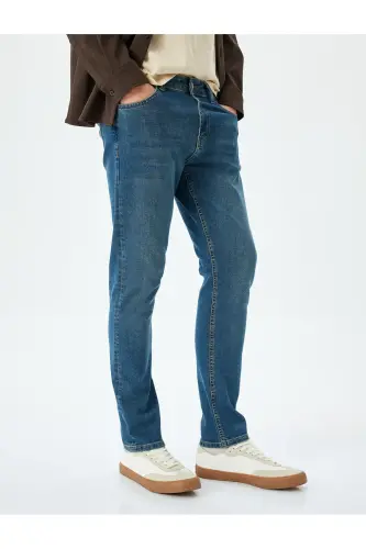 Oddiy Bel Paxtali Slim Fit Jinsi Shim - Brad J - 3