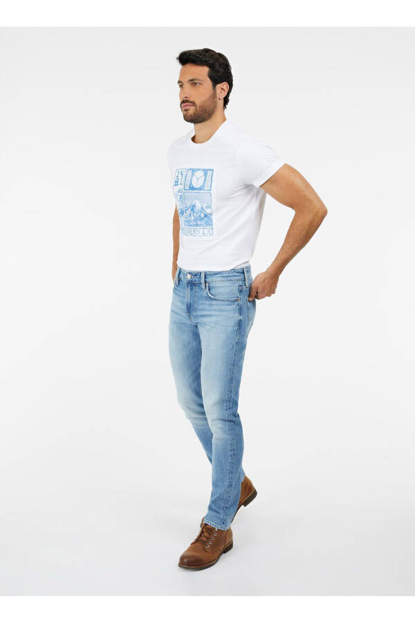 Oddiy belli oddiy ko'k rangli erkaklar uchun denim shimi M4RAS2D58M3R8TE_SLIM TAPERED - ECO - 1