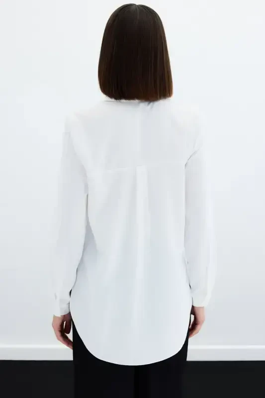 Oddiy Klassik Ko'ylak - Ekru - 8