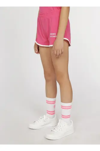 Oddiy naqshli, fusya rangli qizlar shorti - Funky - 3