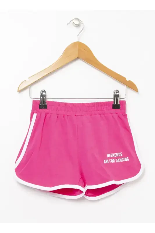 Oddiy naqshli, fusya rangli qizlar shorti - Funky - 5