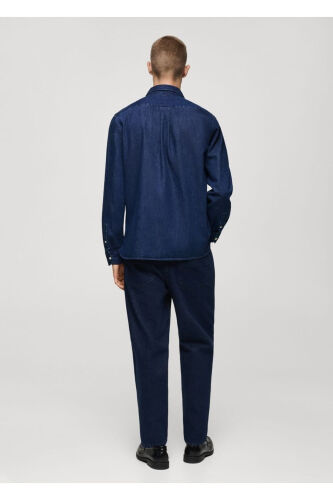 Oddiy oʻlchamli denim koʻylak - 4