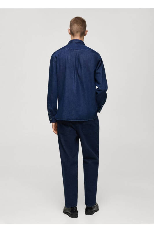 Oddiy oʻlchamli denim koʻylak - 4