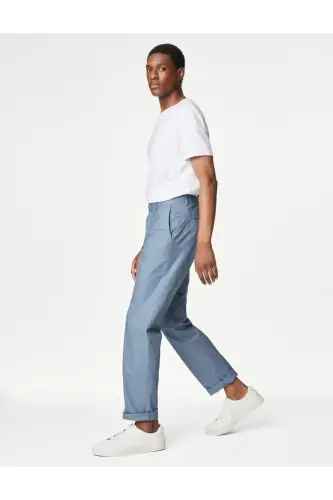 Oddiy o'tirishli zig'ir chino shim - 4