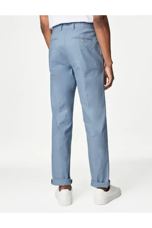 Oddiy o'tirishli zig'ir chino shim - 5