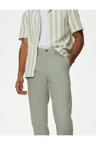 Oddiy o'tirishli zig'ir chino shimlari - 3