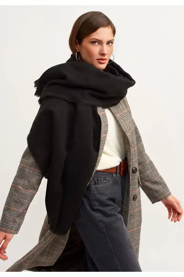 Oddiy Qora Qalin Sharf - 1