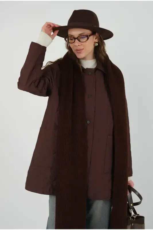 Oddiy to'qish sharfi Qahva - 6