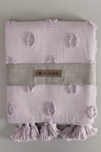 Одеяло Wanda Lila для двуспальной кровати с бахромой по краю 220x240 5025 - KOZA HOME (1)