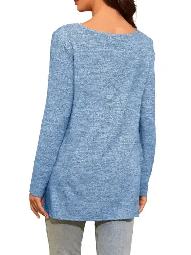 Одежда для беременных Smallshow, длинный рукав, с разрезом сбоку, рубашки для беременных, топы для женщин. - 3