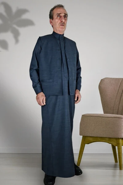 Одежда для хаджа и умры / Двухэлементный набор молельных одежд / Скрытые передние пуговицы и длинные рукава с пуговицами и карманами - Modazone (1)