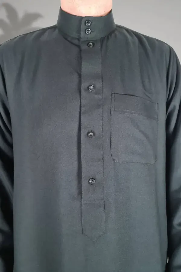 Одежда для хаджа и умры, мужское платье, длинные рукава, спереди открывается, без пуговиц, карманы - 4