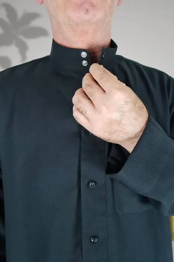 Одежда для хаджа и умры, мужское платье, длинные рукава, спереди открывается, без пуговиц, карманы - 5