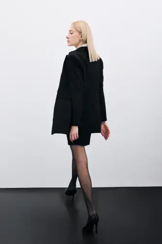 Однобортный классический пиджак - Черный-ЧЕРНЫЙ - 8