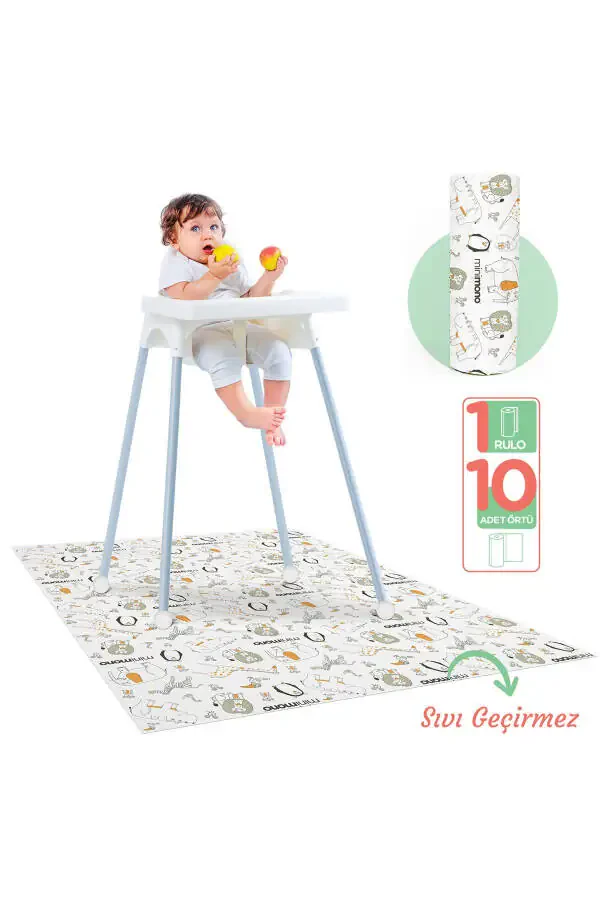 Одноразовые защитные покрытия для детского стульчика и игрового коврика - 1 рулон, 10 штук - 1
