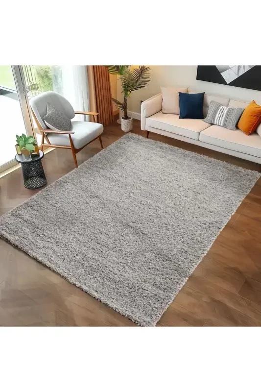 Однотонный Светло-серый Мягкий Плюшевый Ковер Shaggy Для Гостиной, Спальни, Прихожей, Кухонный Коврик - Светло-серый - 6