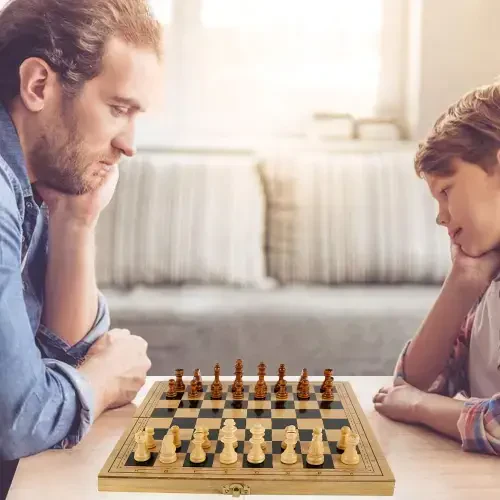 ODOMY Улучшенный Складной Деревянный Шахматный Набор с Отделениями для Хранения - 9