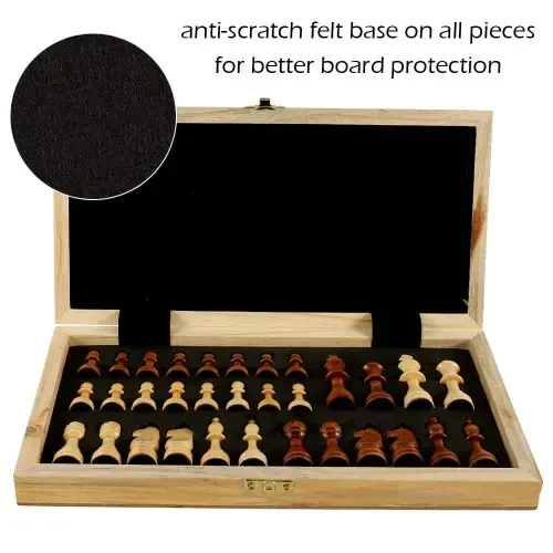ODOMY Yangilangan Buklanadigan Yog'ochli Shaxmat Komplekti Saqlash Uyachalari Bilan - 6
