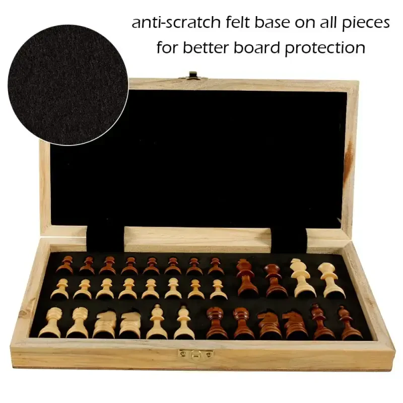ODOMY Yangilangan Buklanadigan Yog'ochli Shaxmat Komplekti Saqlash Uyachalari Bilan - 6