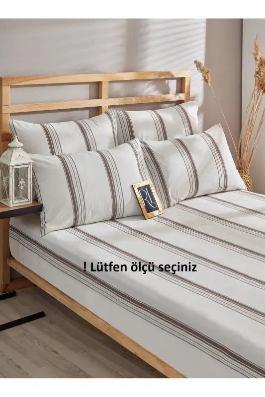 Odun Kahvesi Lastikli Çarşaf Yastık Kılıfı Pamuklu Tek Kişilik - Çift Kişilik - Battal-Odun kahvesi - 1